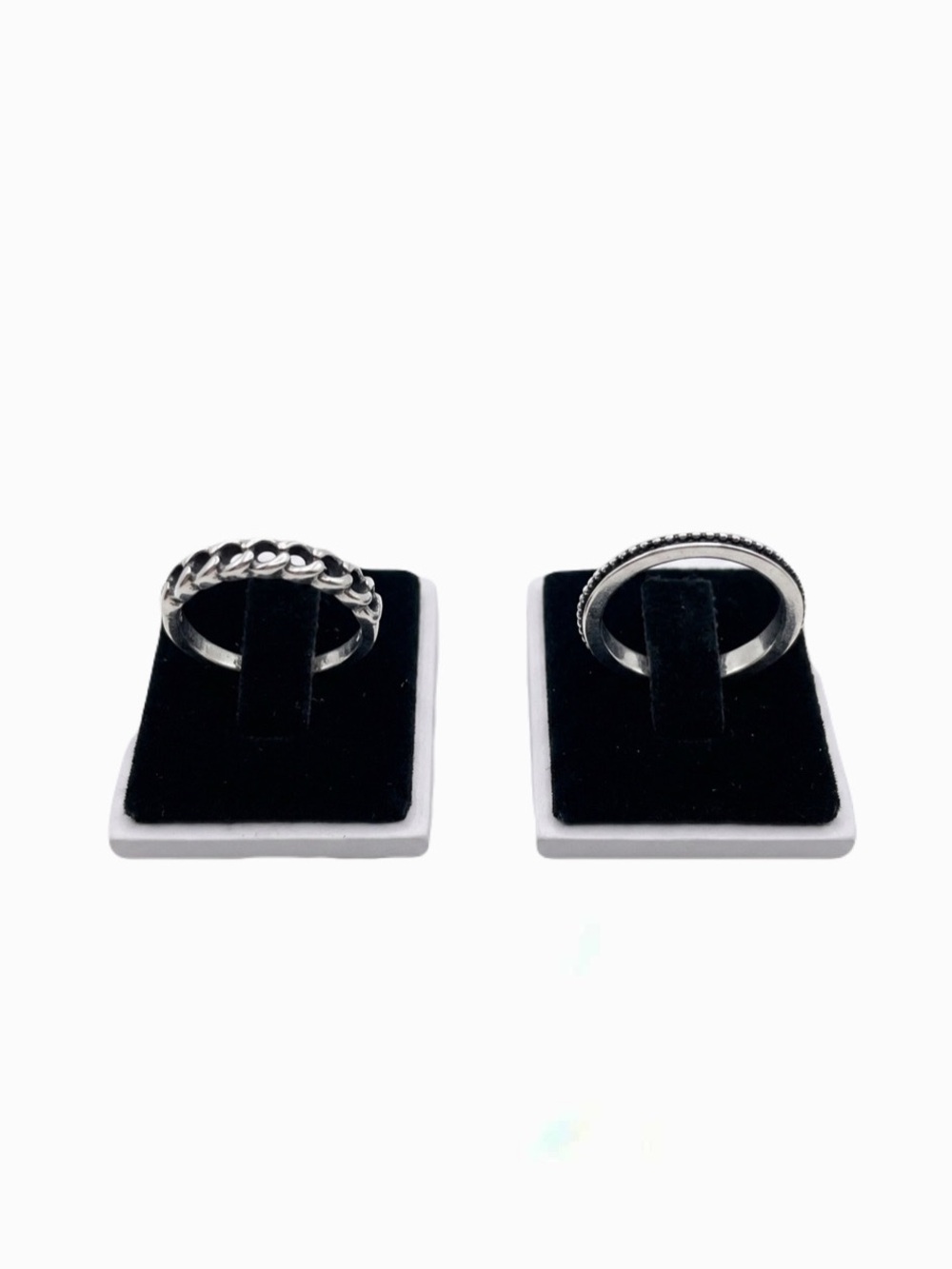 New Bohemian Biker Sterling Silver 2 Piece Set Chain Link & Studded Ring 6